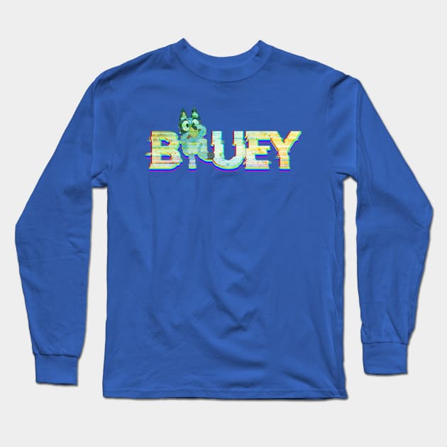 Blu-Glitch Long Sleeve T-Shirt by Luba